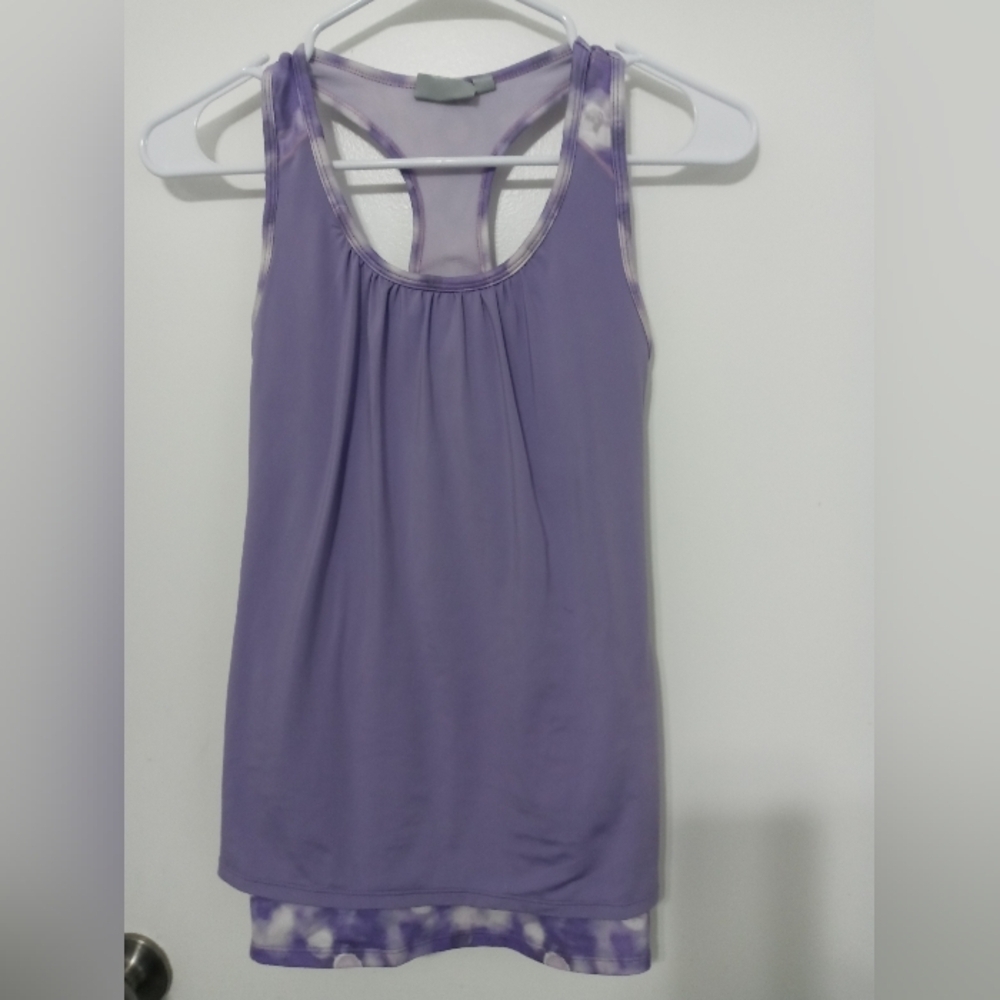 Athleta Royal Pigeon Layered Padded Racerback Tank top in Wisteria purple XXS